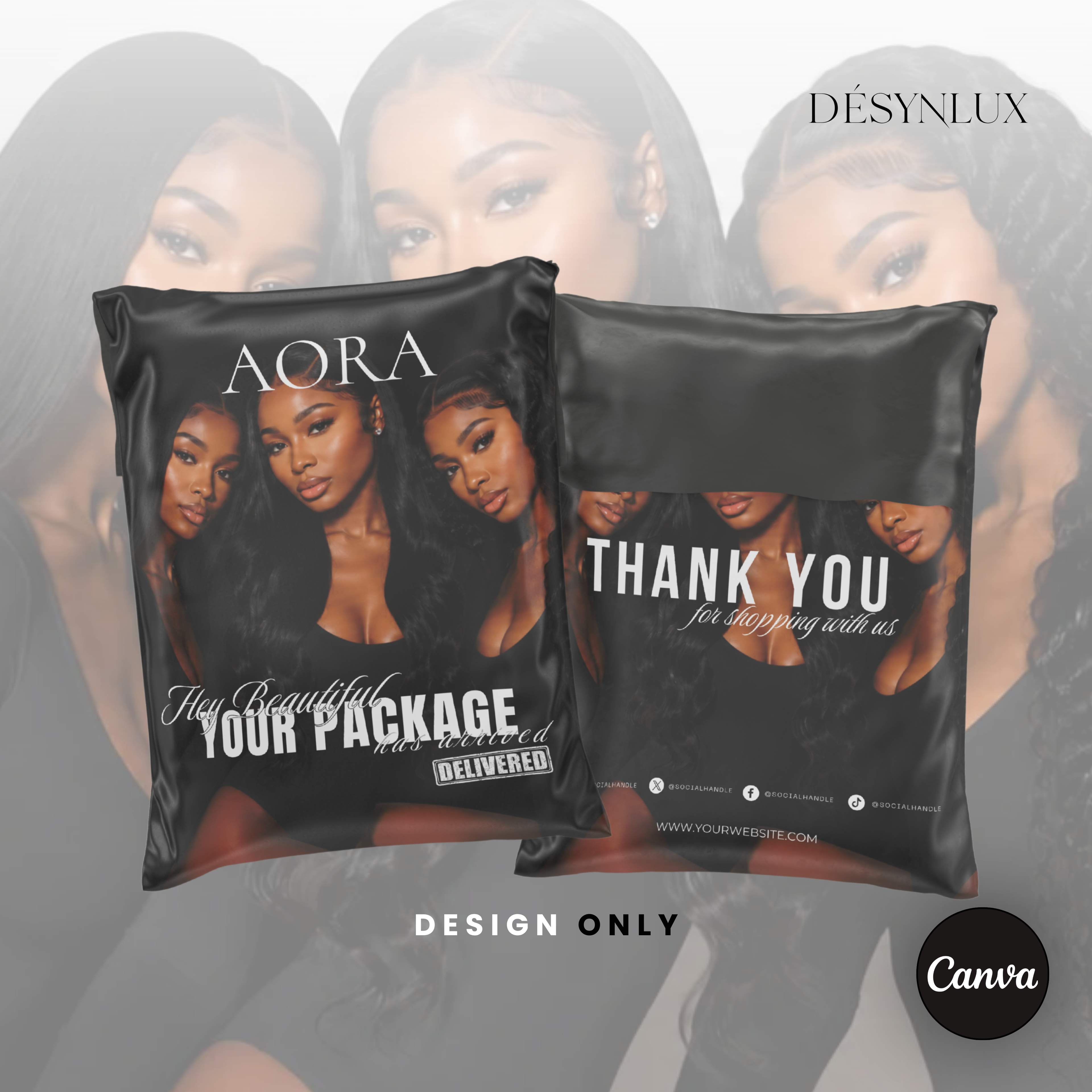 Wig Polymailer Template - AORA