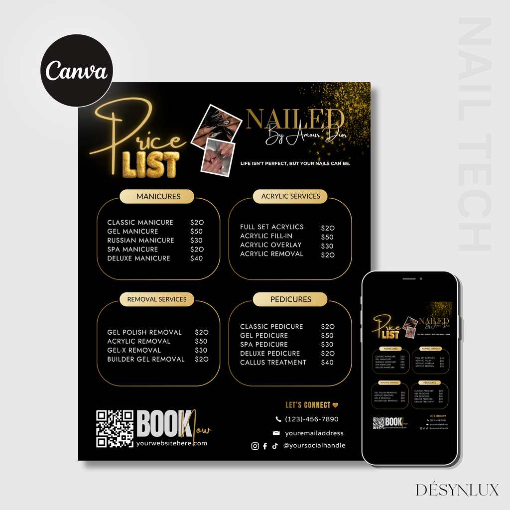 Nail Tech Price List Template - B&G