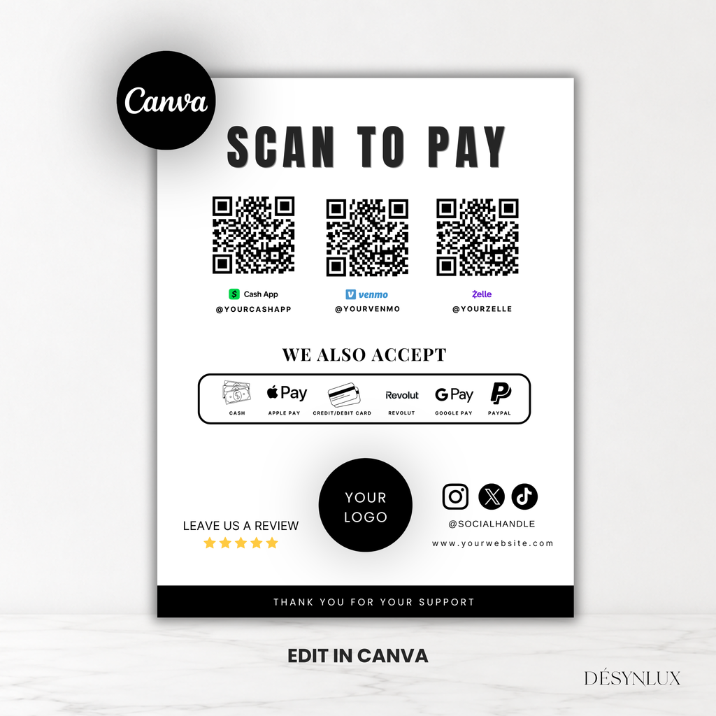 Modèle de scan pour payer - SHELUXE