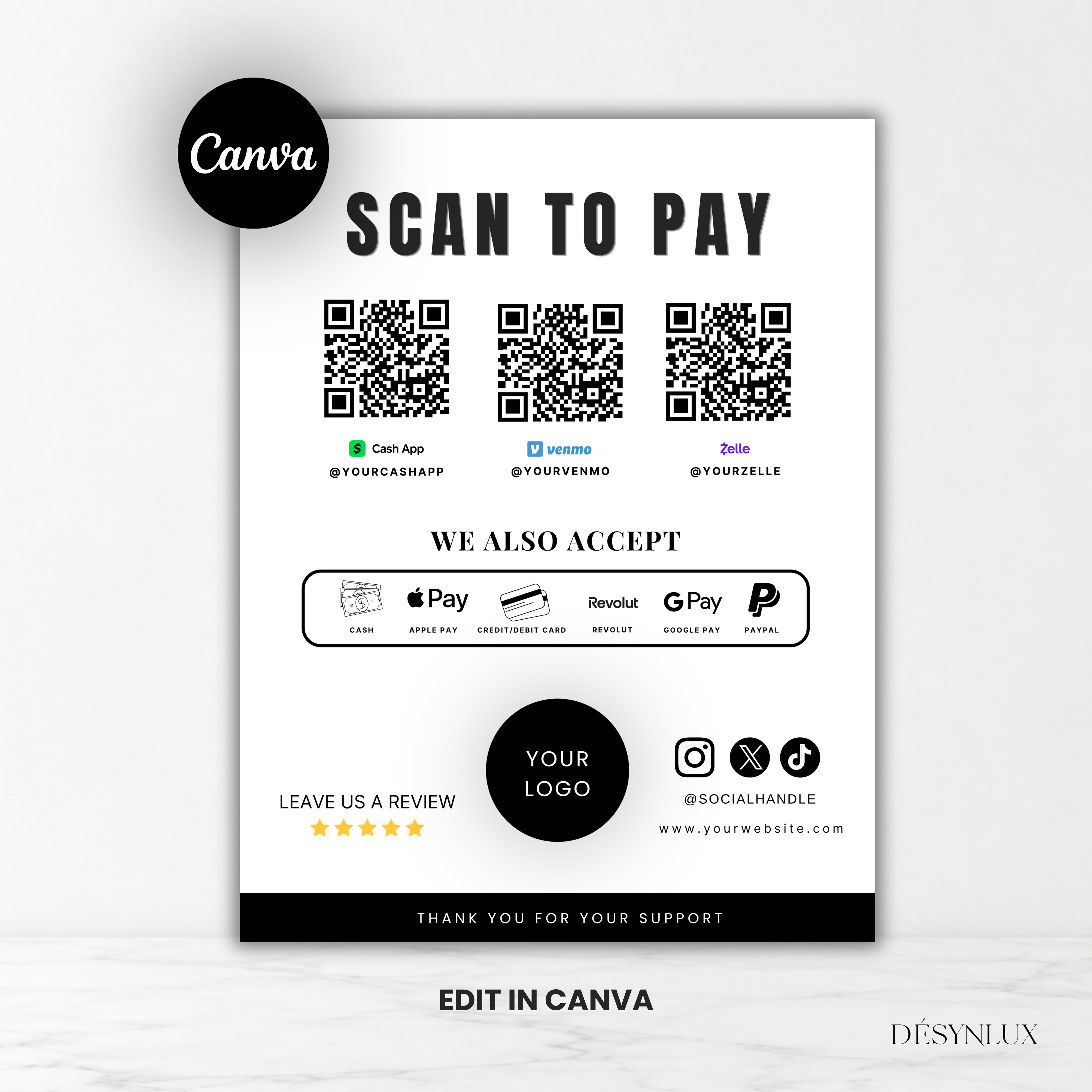 Modèle de scan pour payer - SHELUXE