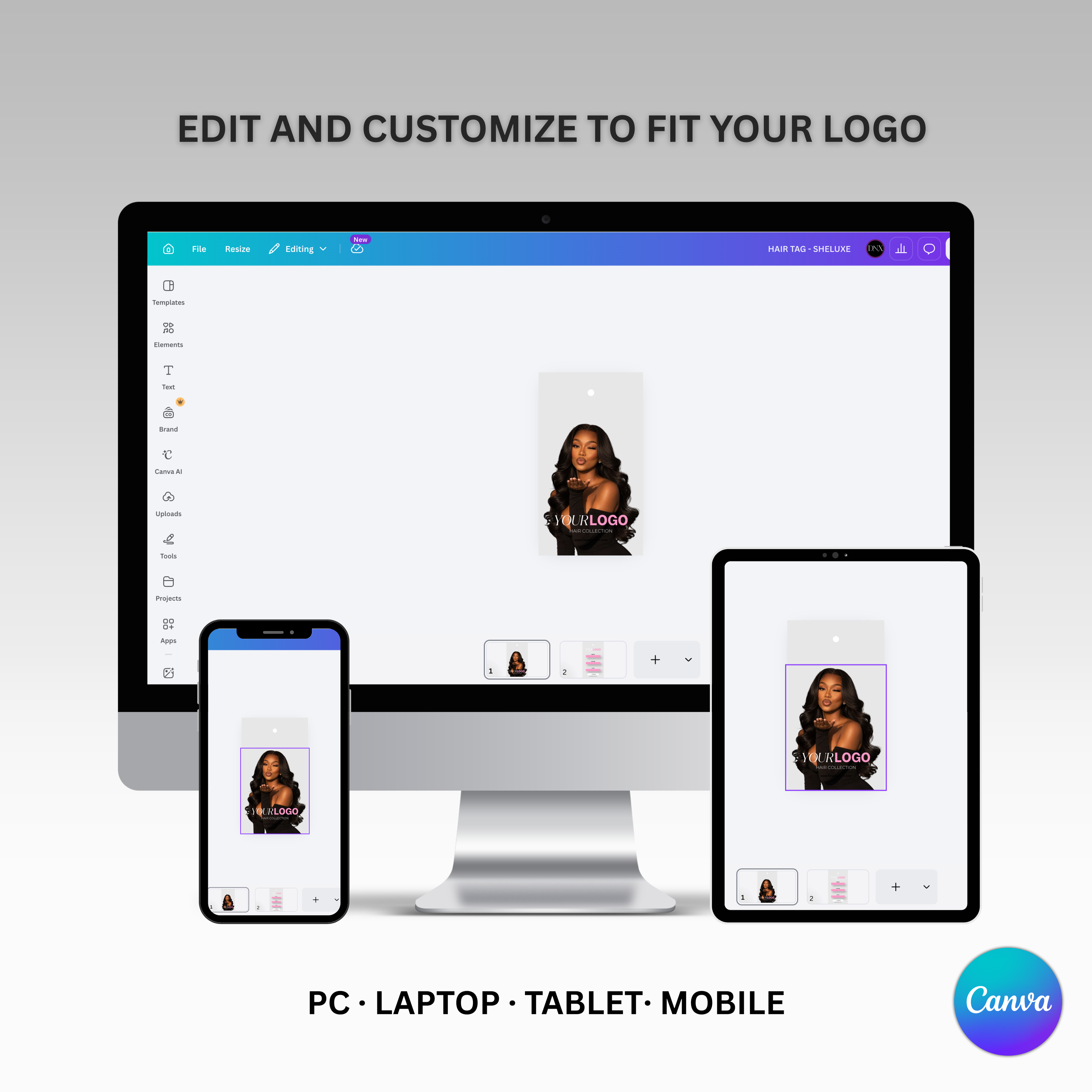 Hair Tag Template - SHELUXE