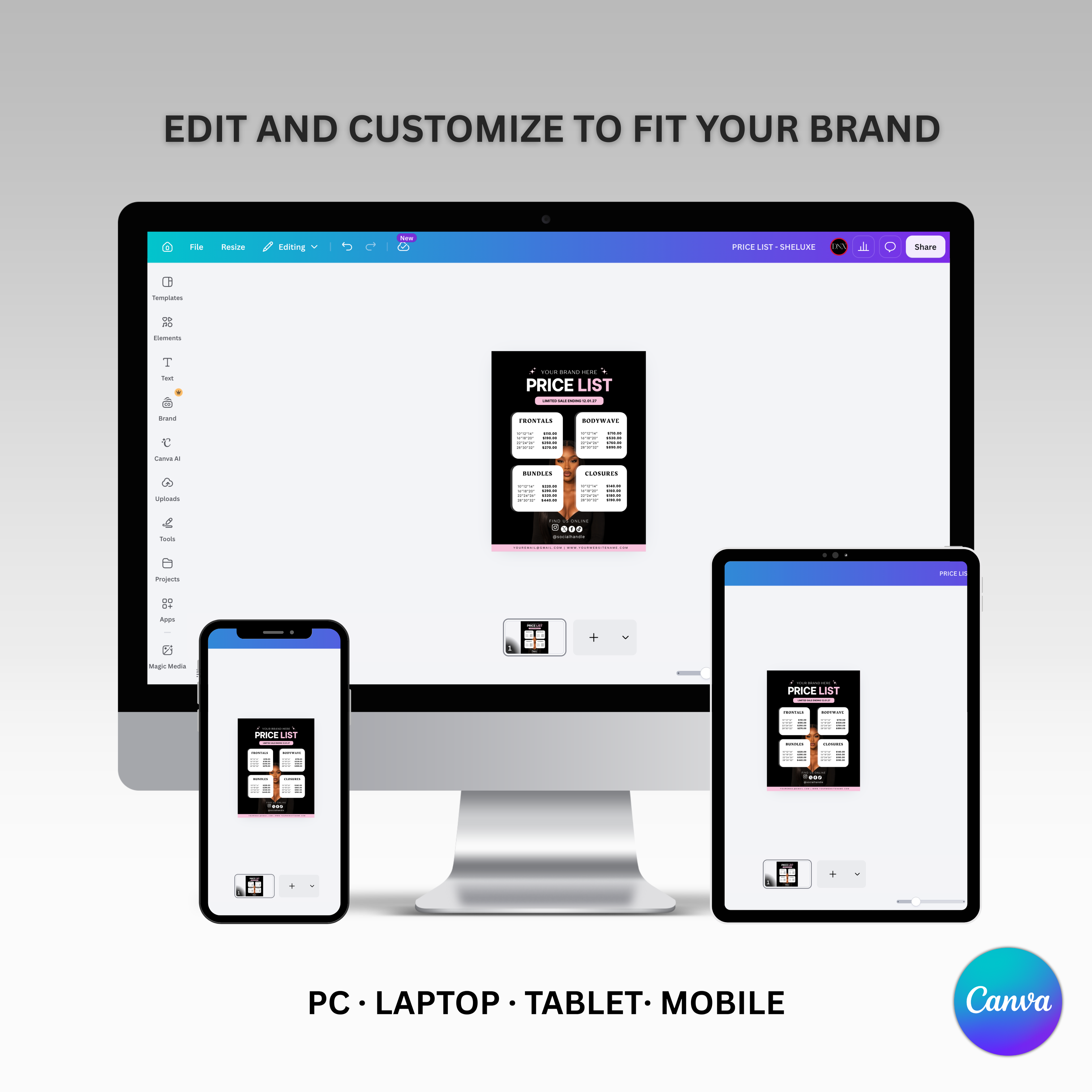 Price List Template - SHELUXE