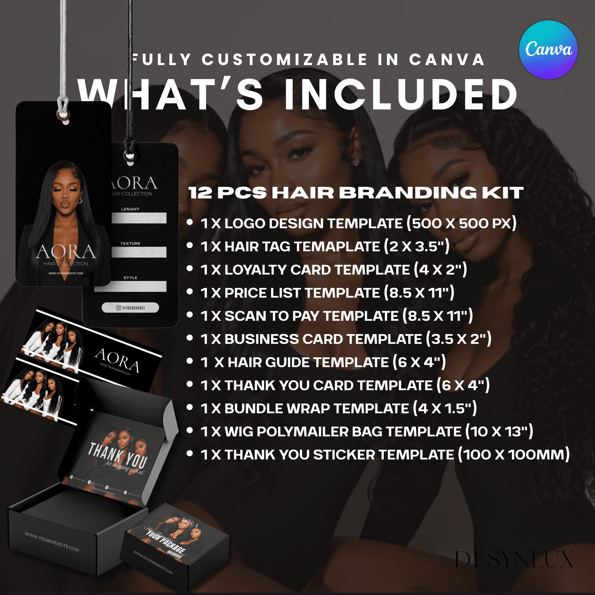 Hair Business Branding Kit (AORA) - DÉSYNLUX
