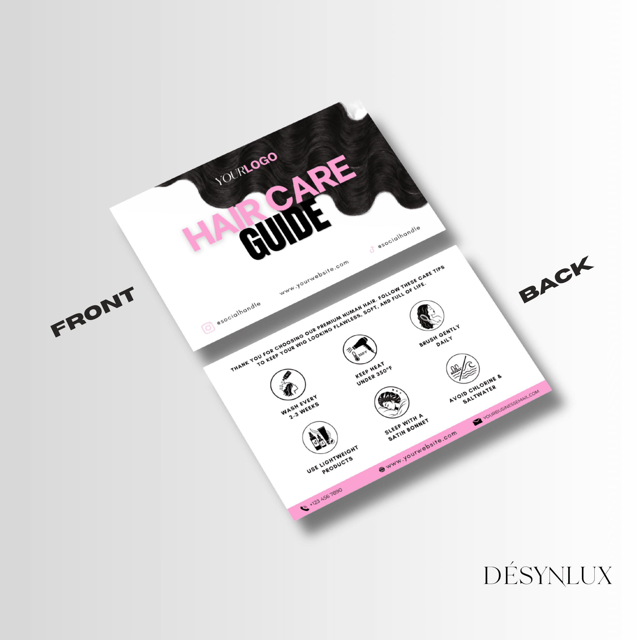 Hair Care Guide Template - SHELUXE - DÉSYNLUX