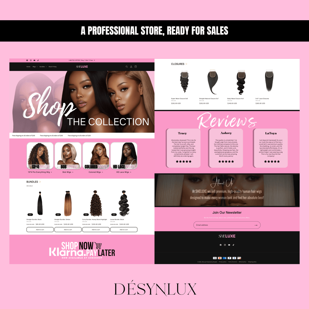 Luxury Hair Shopify Theme - SHELUXE - DÉSYNLUX