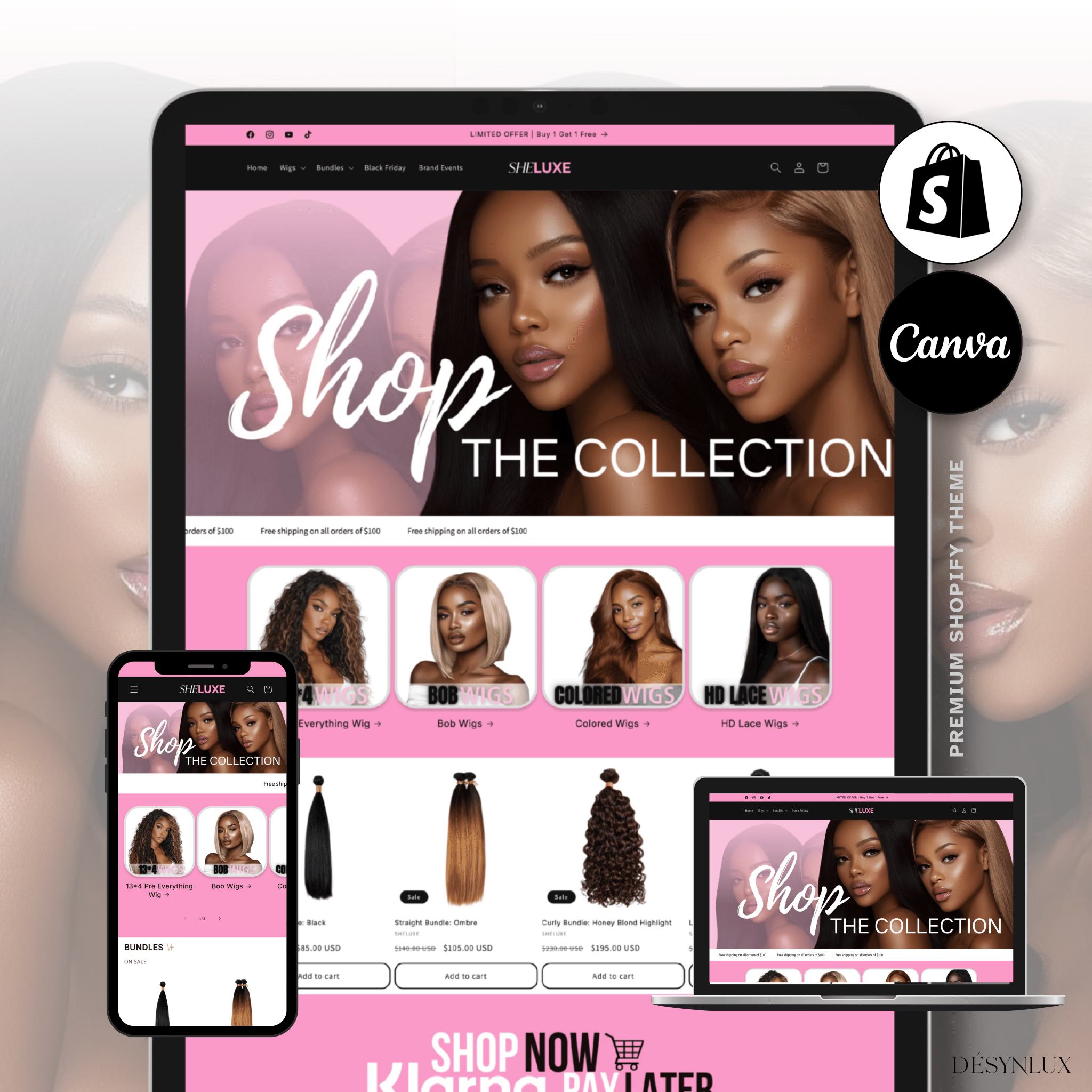 Luxury Hair Shopify Theme - SHELUXE - DÉSYNLUX