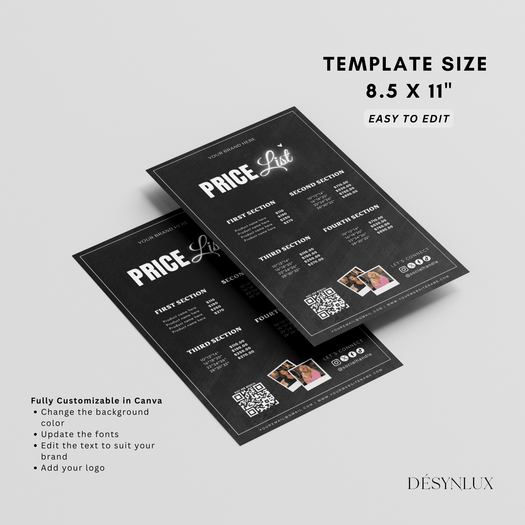 Price List Template - AORA - DÉSYNLUX