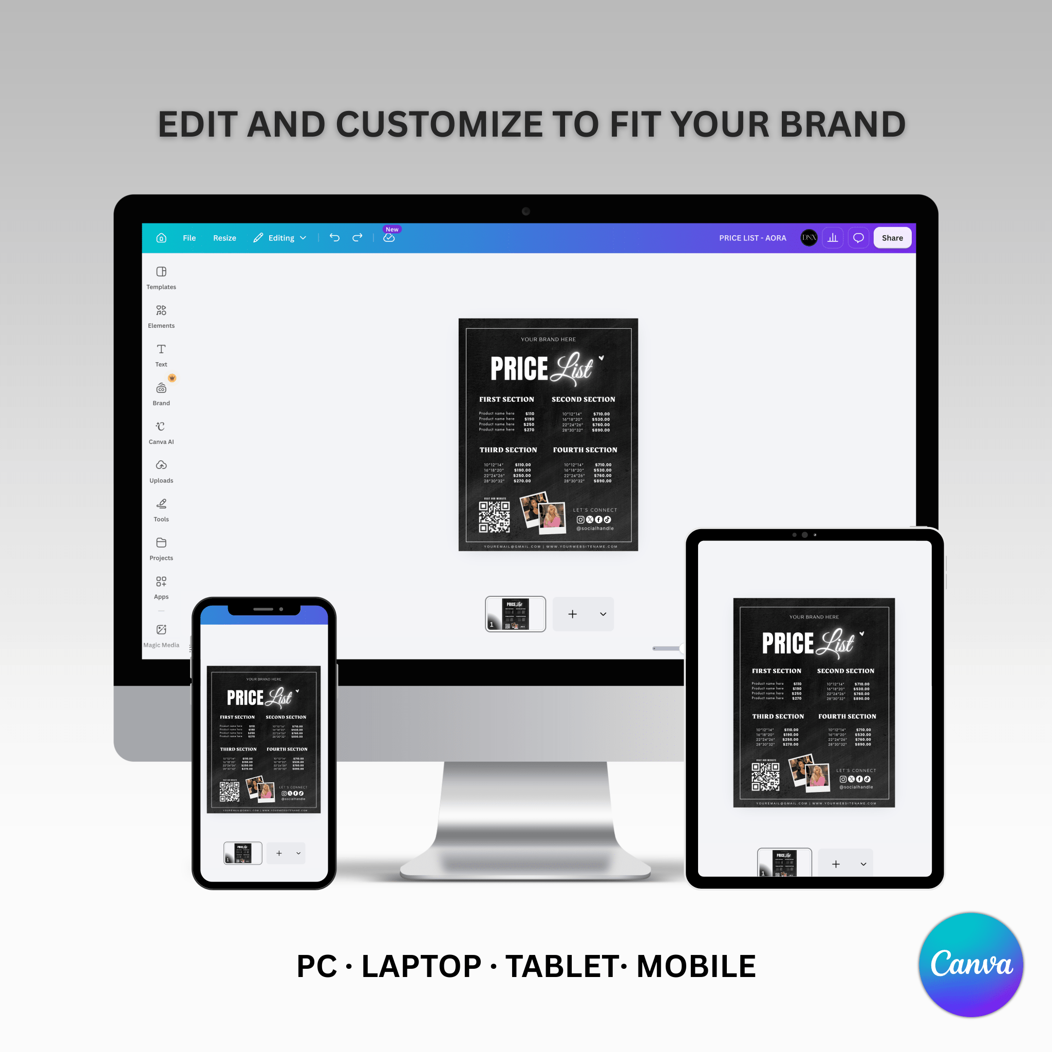 Price List Template - AORA - DÉSYNLUX
