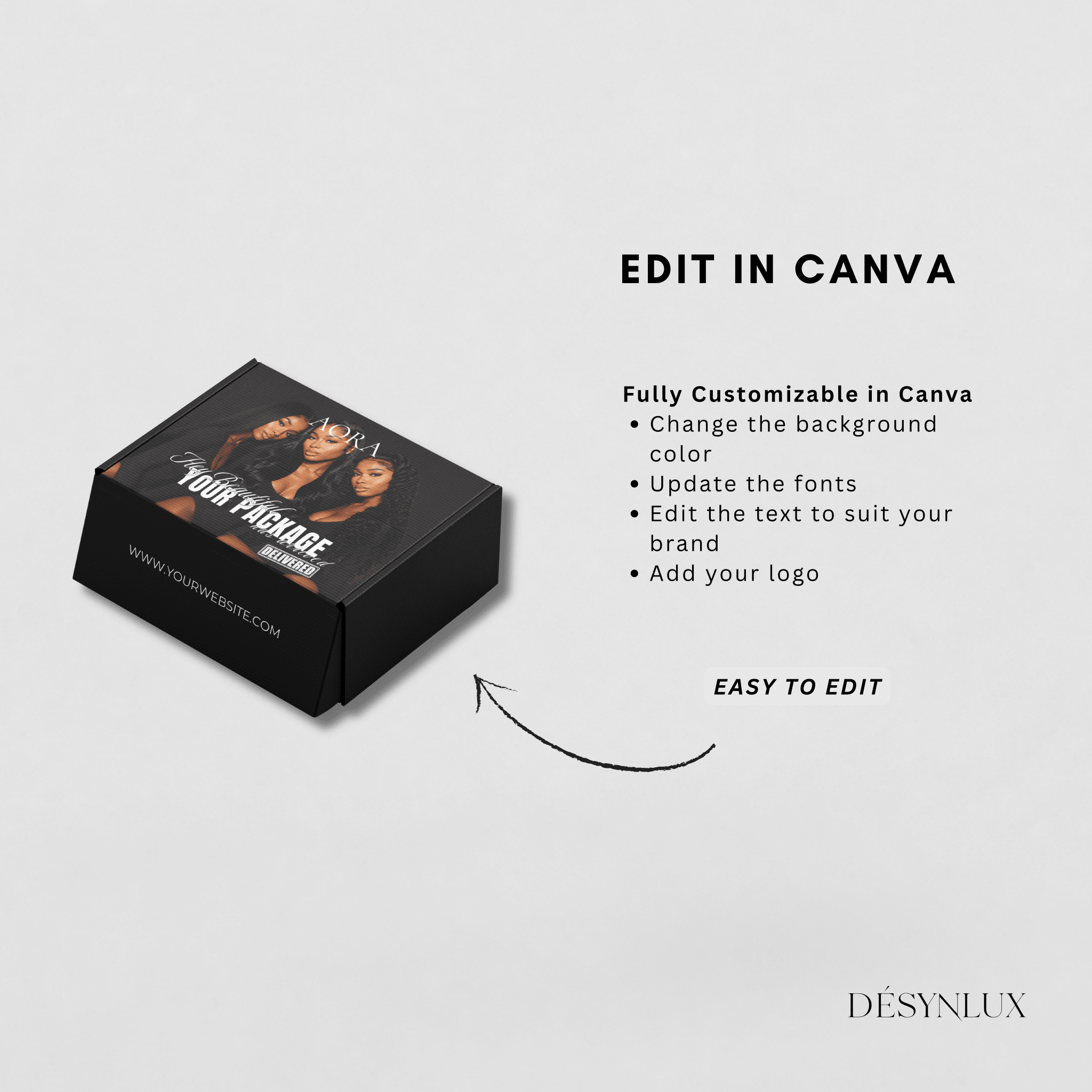 Wig Mailer Box Template - AORA - DÉSYNLUX