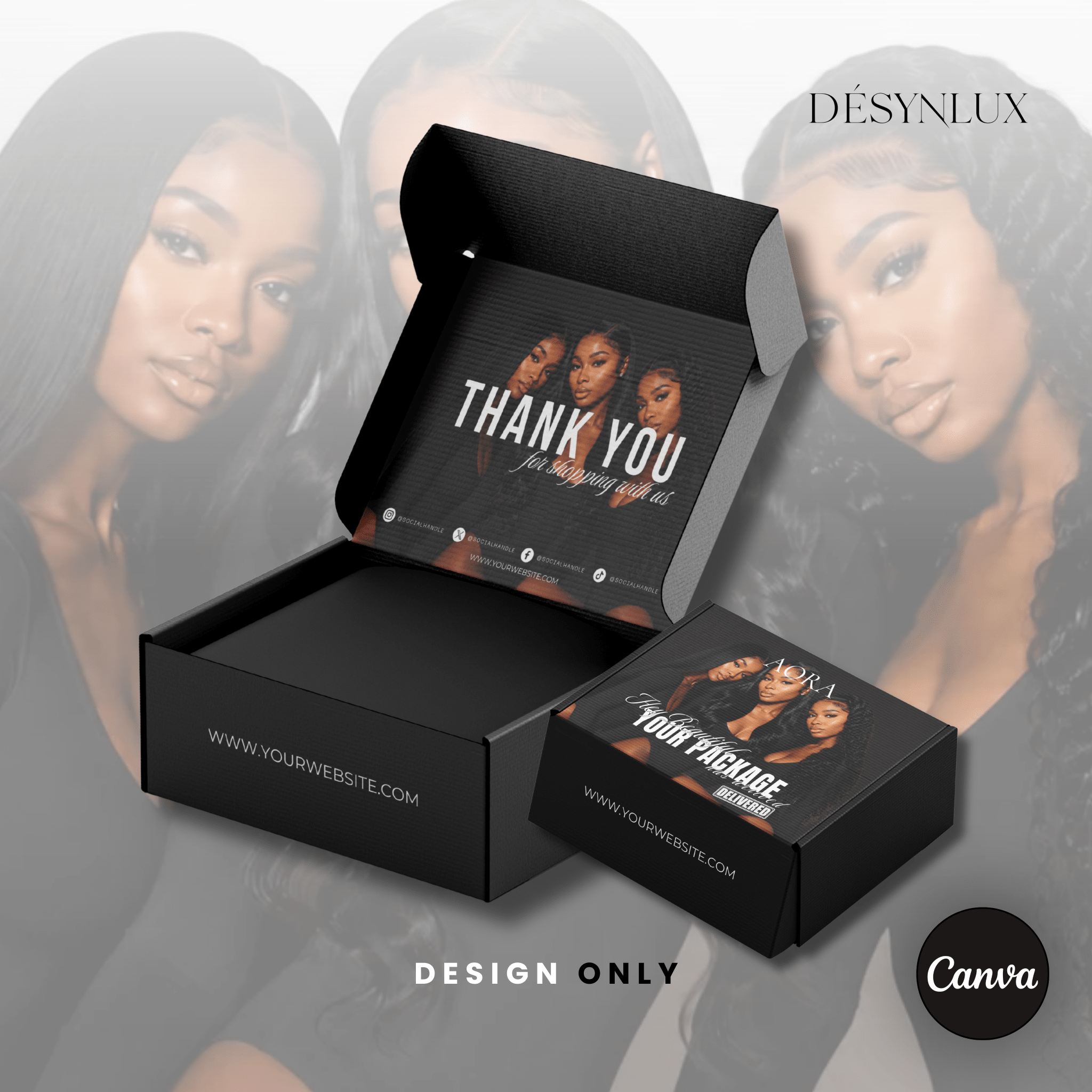 Wig Mailer Box Template - AORA - DÉSYNLUX