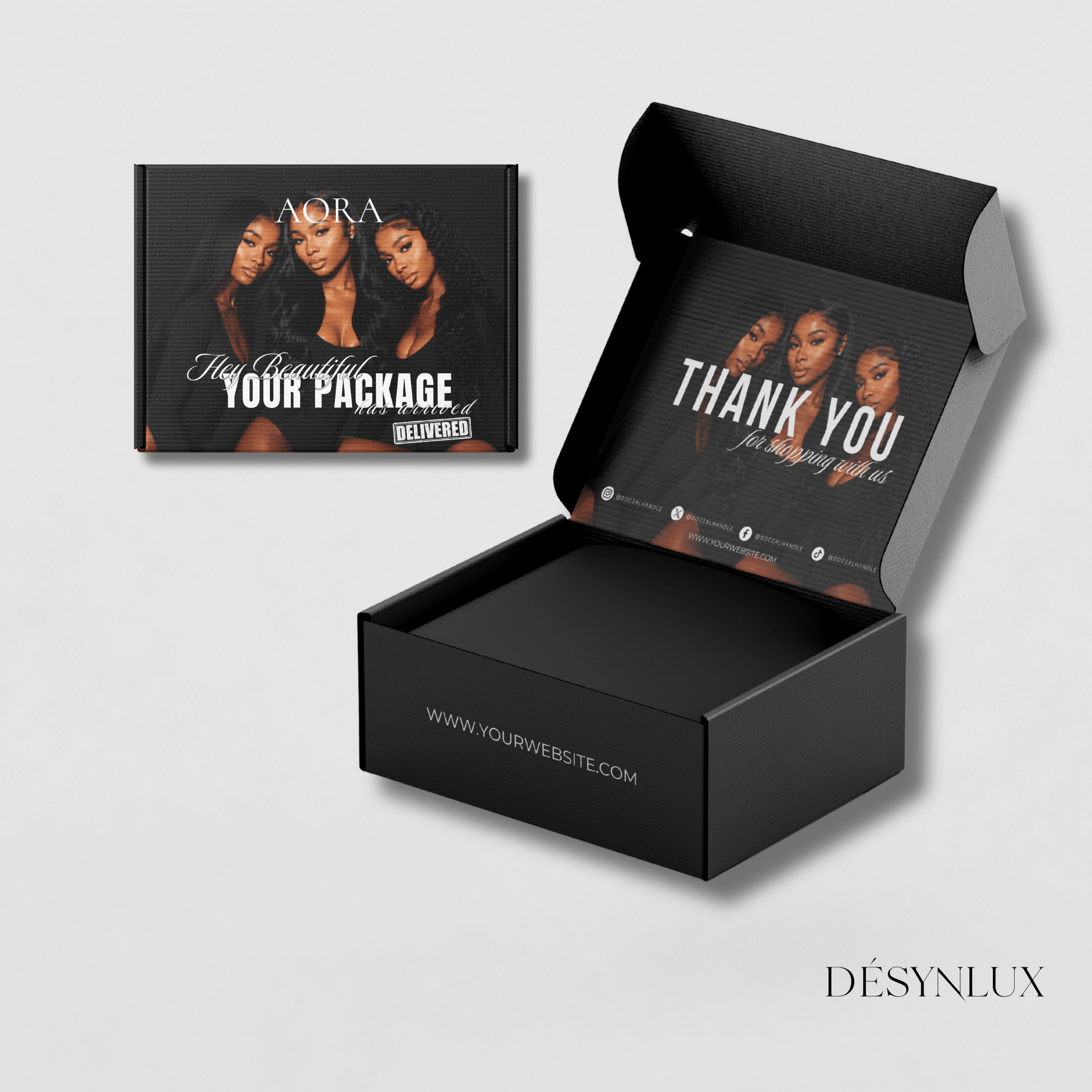 Wig Mailer Box Template - AORA - DÉSYNLUX