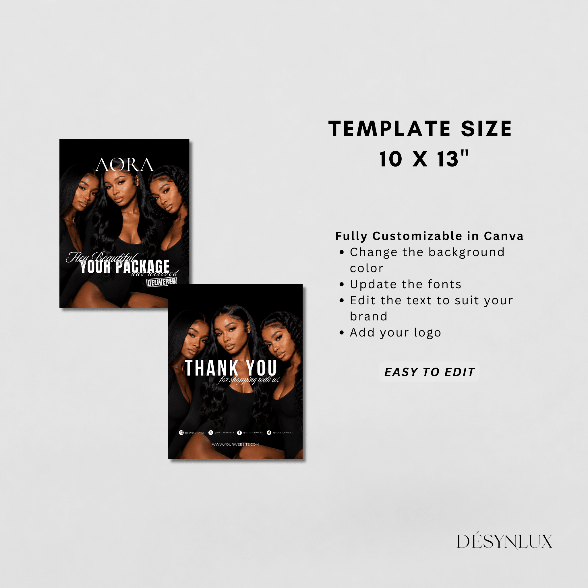 Wig Polymailer Template - AORA - DÉSYNLUX
