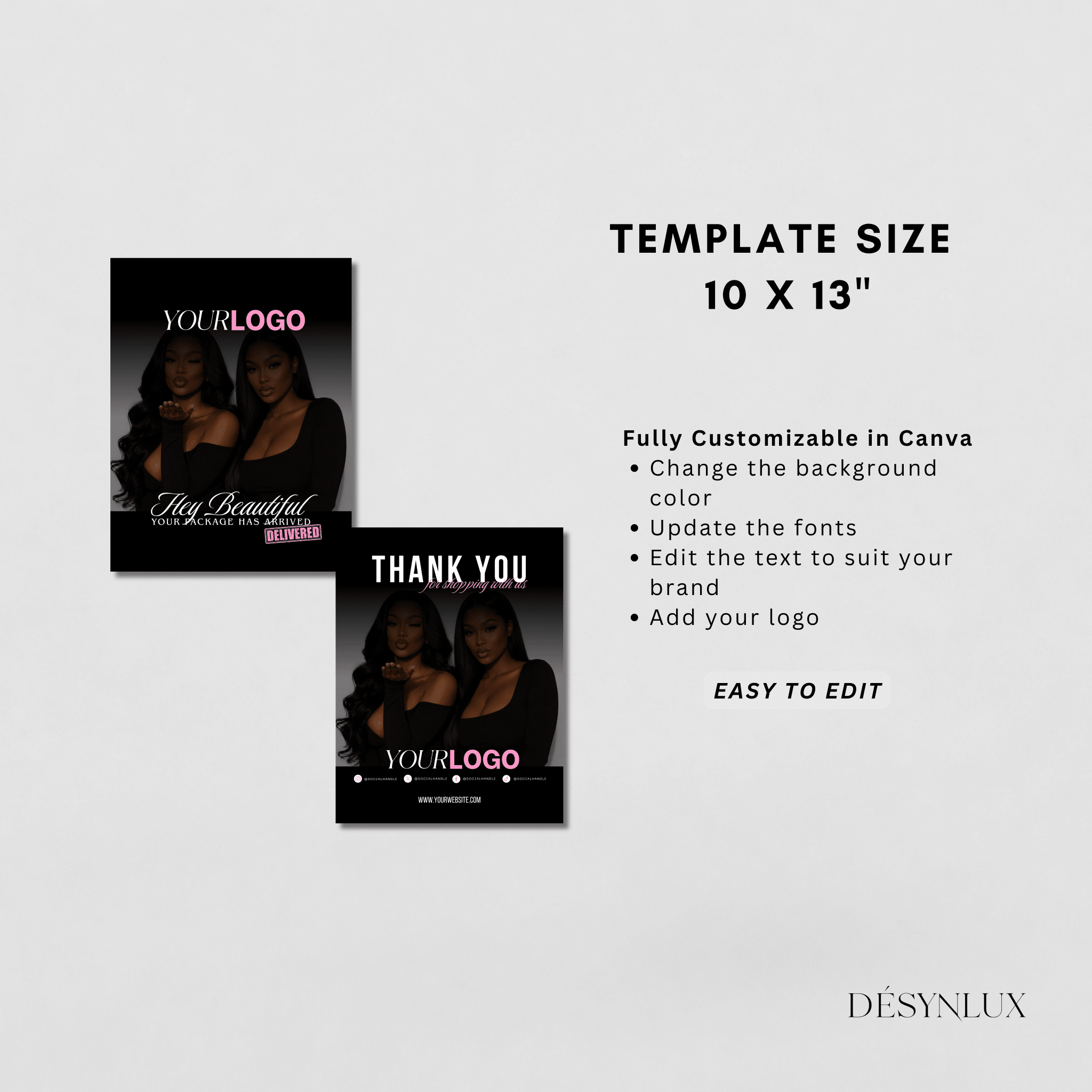 Wig Polymailer Template - SHELUXE - DÉSYNLUX